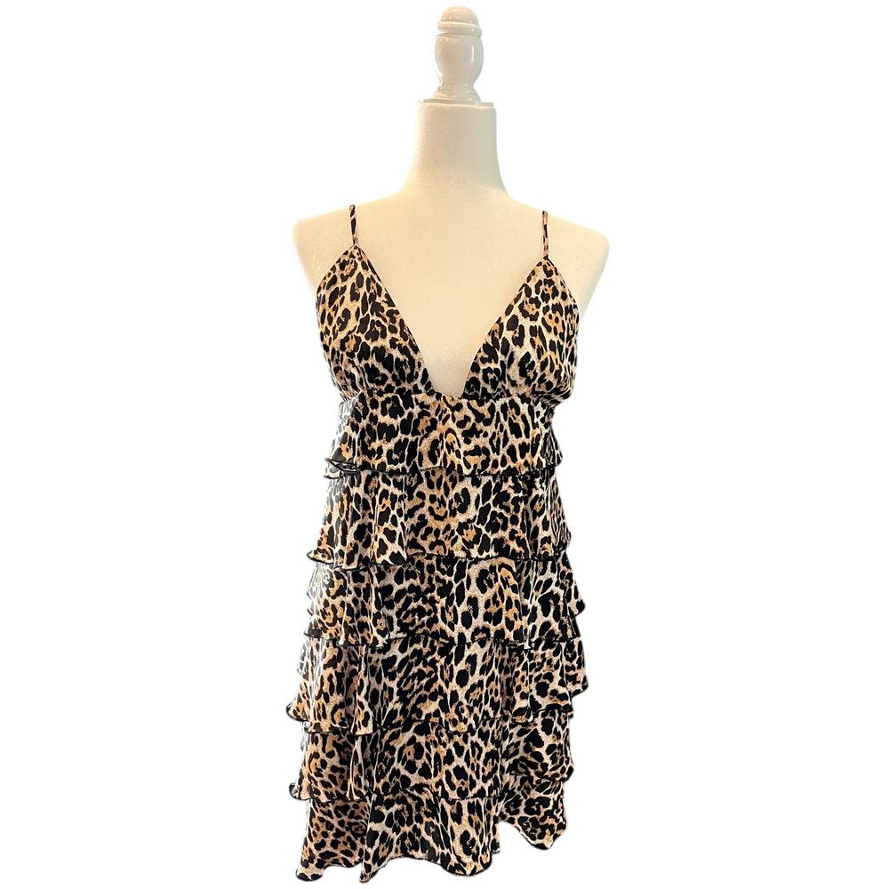 REVOLVE MAJORELLE Medium Leopard Print Mini‎ Dress Tiered Animal Party Night